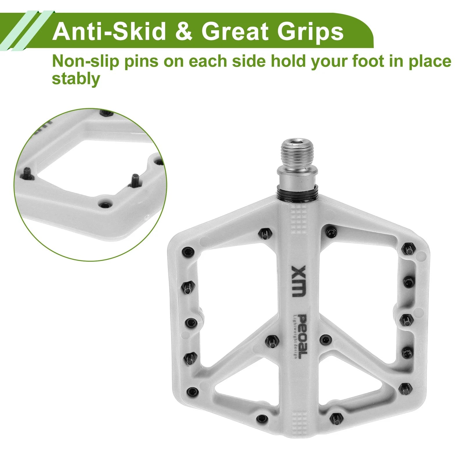 Nylon Bicycle Pedals Universal Non-Slip Pair for 14mm Axles (1 Pair)
