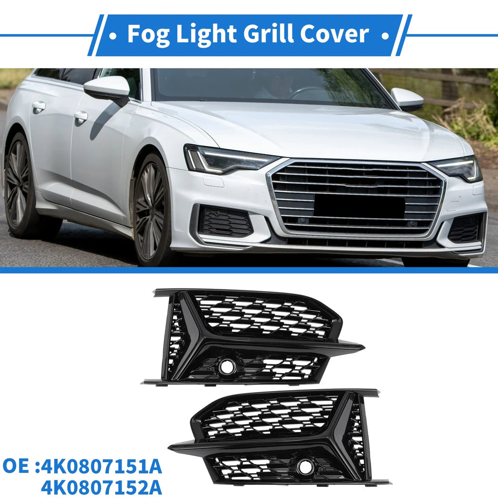 Fog Light Grille Pair Front Left Right Replacement for Audi A6 (2012–2018)