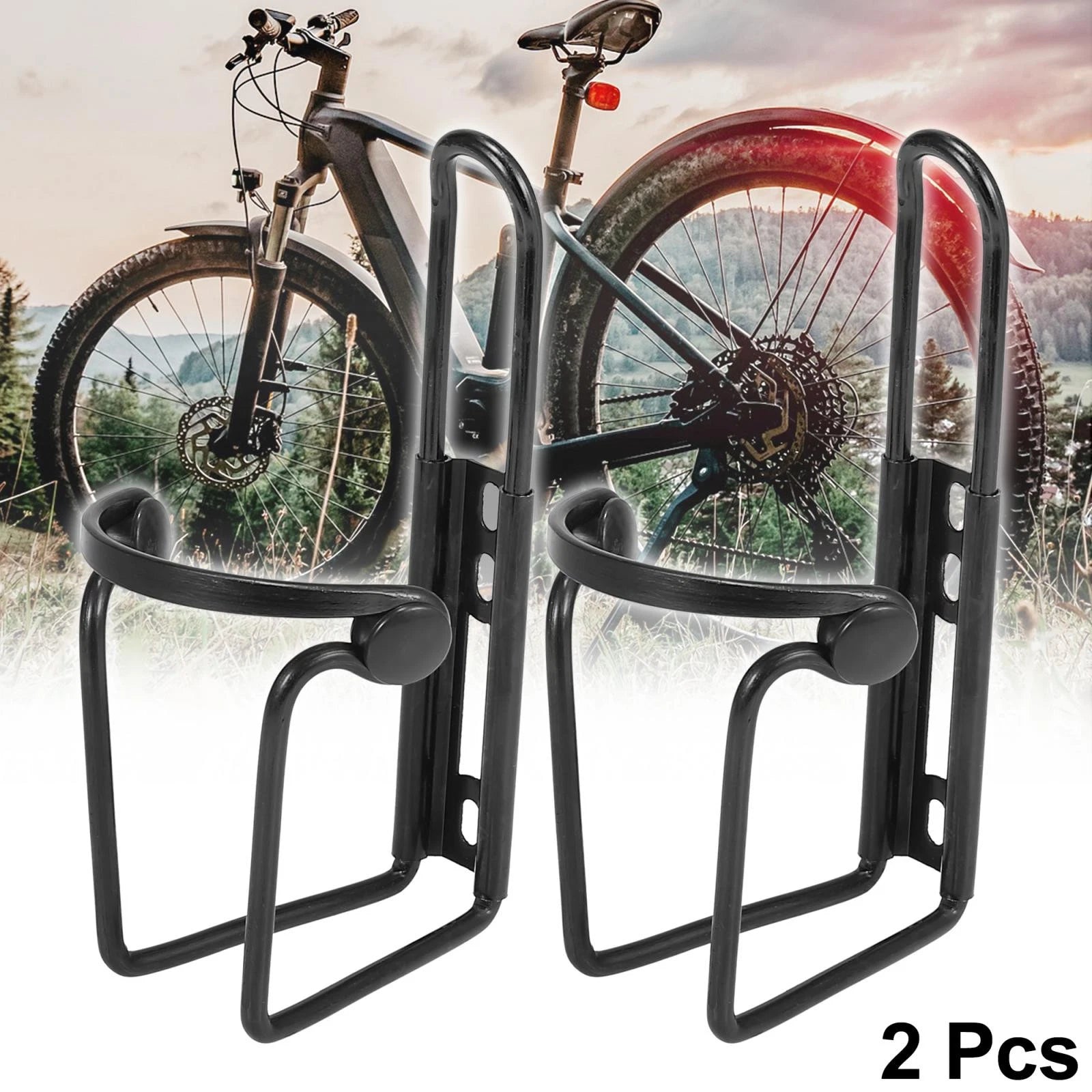 2-Pack Motorcycle Drink Bottle Holder Cage Rack Universal for Black Universal