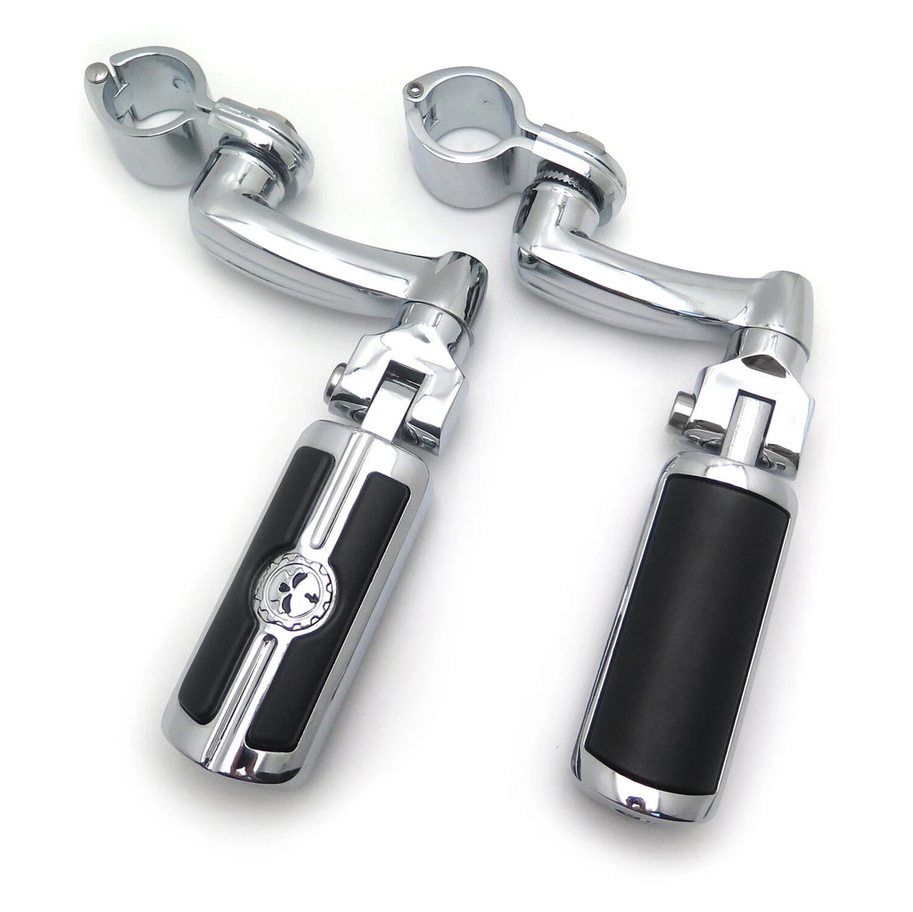 Chrome 32mm 1.25" Engine Guard Skull Footpeg for Harley Davidson