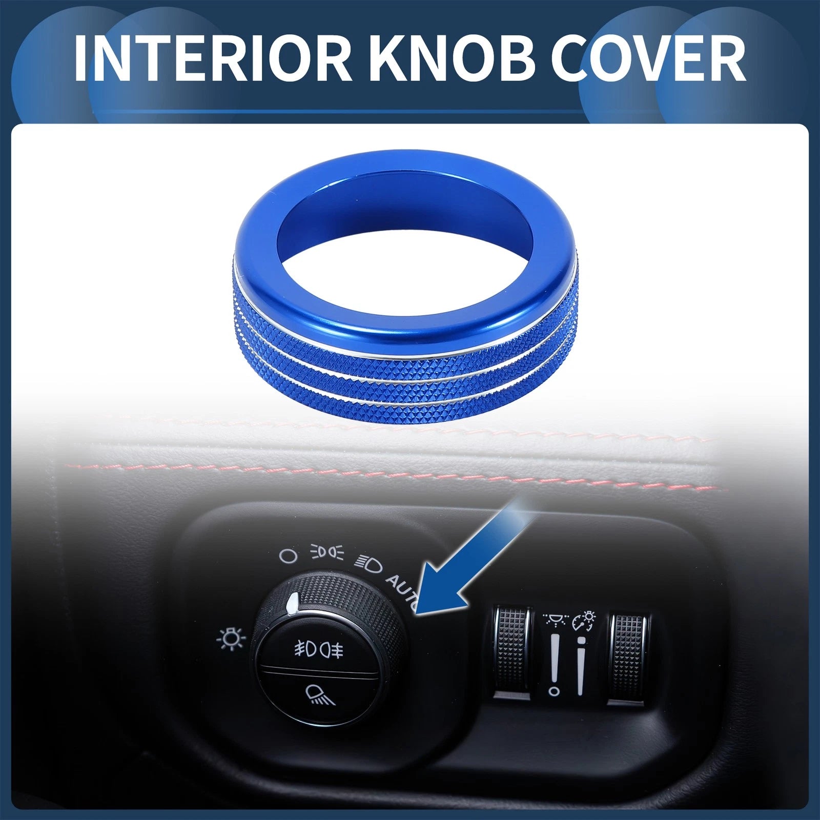 Fog Light Switch Knob Cover Ring for Dodge Ram (2018–2022) Blue 1 Pc