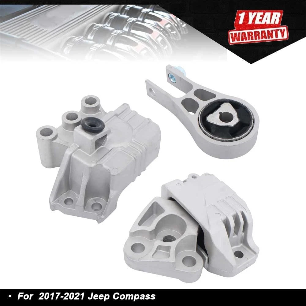 3PCS Engine & Trans Mounts for Jeep Compass (2017–2021) 2.4L, 6 Speed