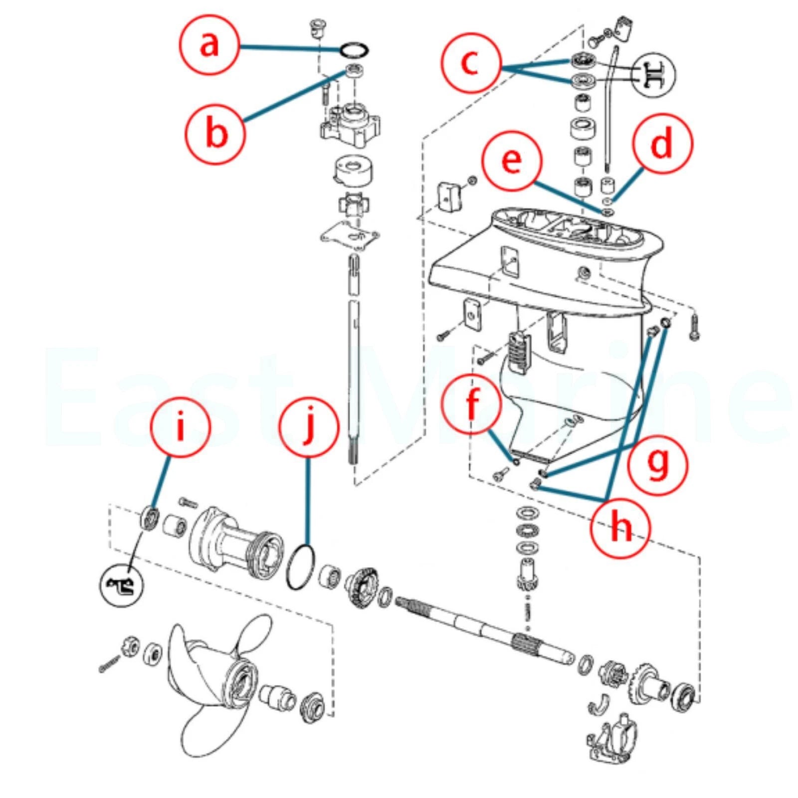 Gearcase Seal Kit 0396350 for Evinrude Johnson 8-15 HP (2-Stroke, 4-Stroke)
