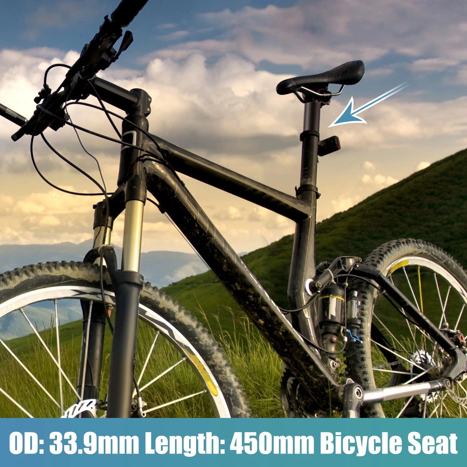 Bicycle Seat Post Aluminum Alloy Replacement with Scale Mark for 33.9mm