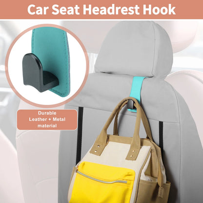 1 Pc Faux Leather Metal Car Seat Headrest Hook for Universal Fit