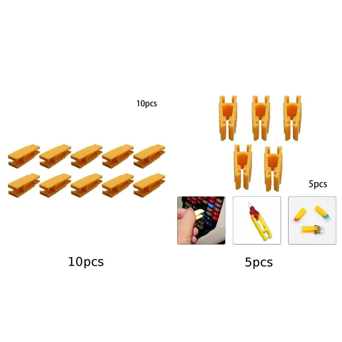 Set of 5 Yellow Fuse Pullers for Standard Car Fuse Blocks