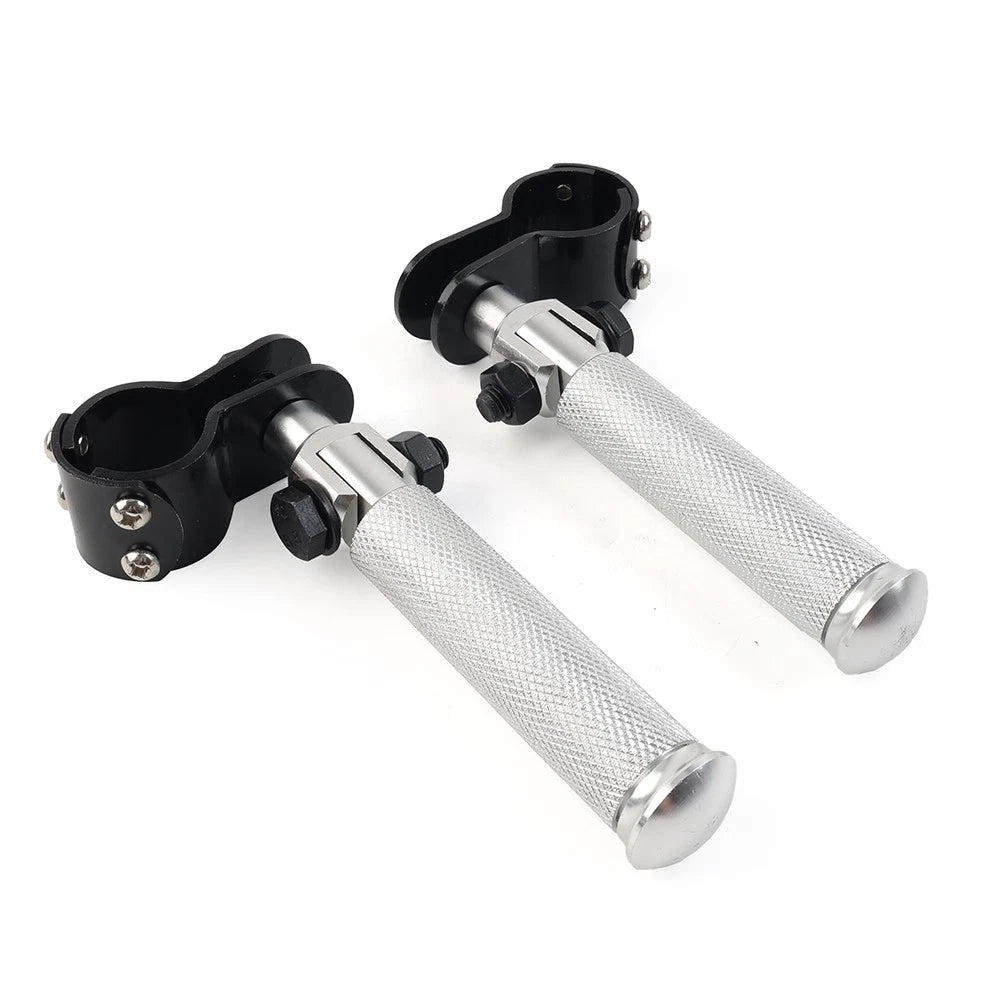 CNC Foot Pegs Footrest Folding for Universal Motorcycle (Silver, Pair)