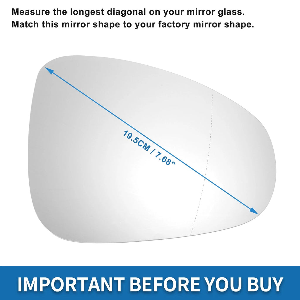 Heated Right Side Mirror Glass Replacement for Volkswagen Touareg (2010–2018)