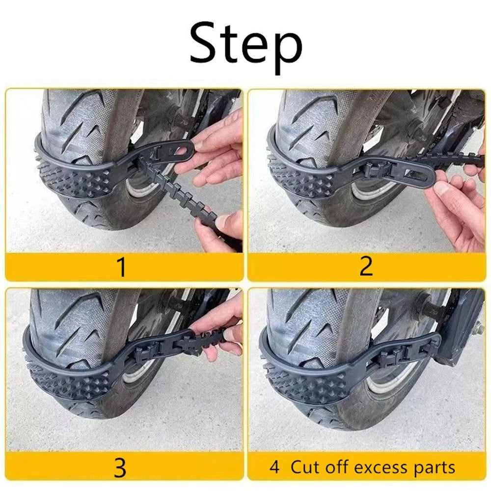 4Pcs Anti-Skid Snow Chains for Motorcycles Bicycles (59cm)