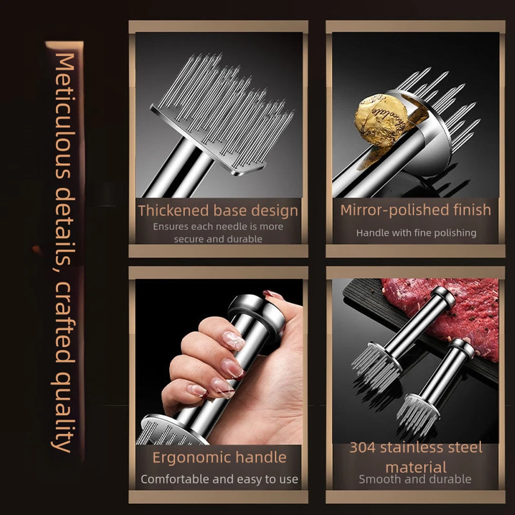 304 Stainless Steel Meat Tenderizer with 19 25 18 28 Needle Design