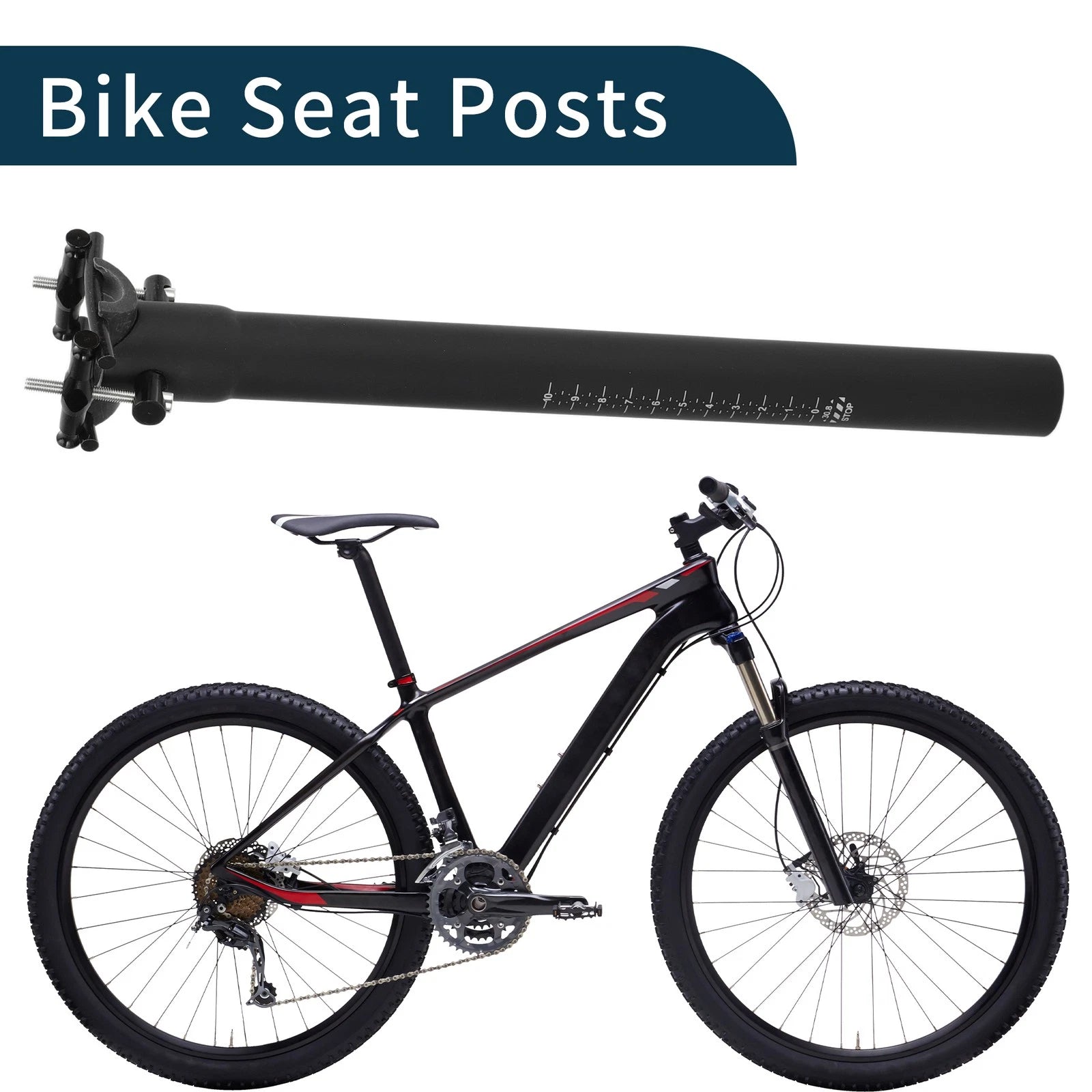 Bike Seat Posts 30.8x350mm Lightweight 2-Bolt Replacement for All Bikes
