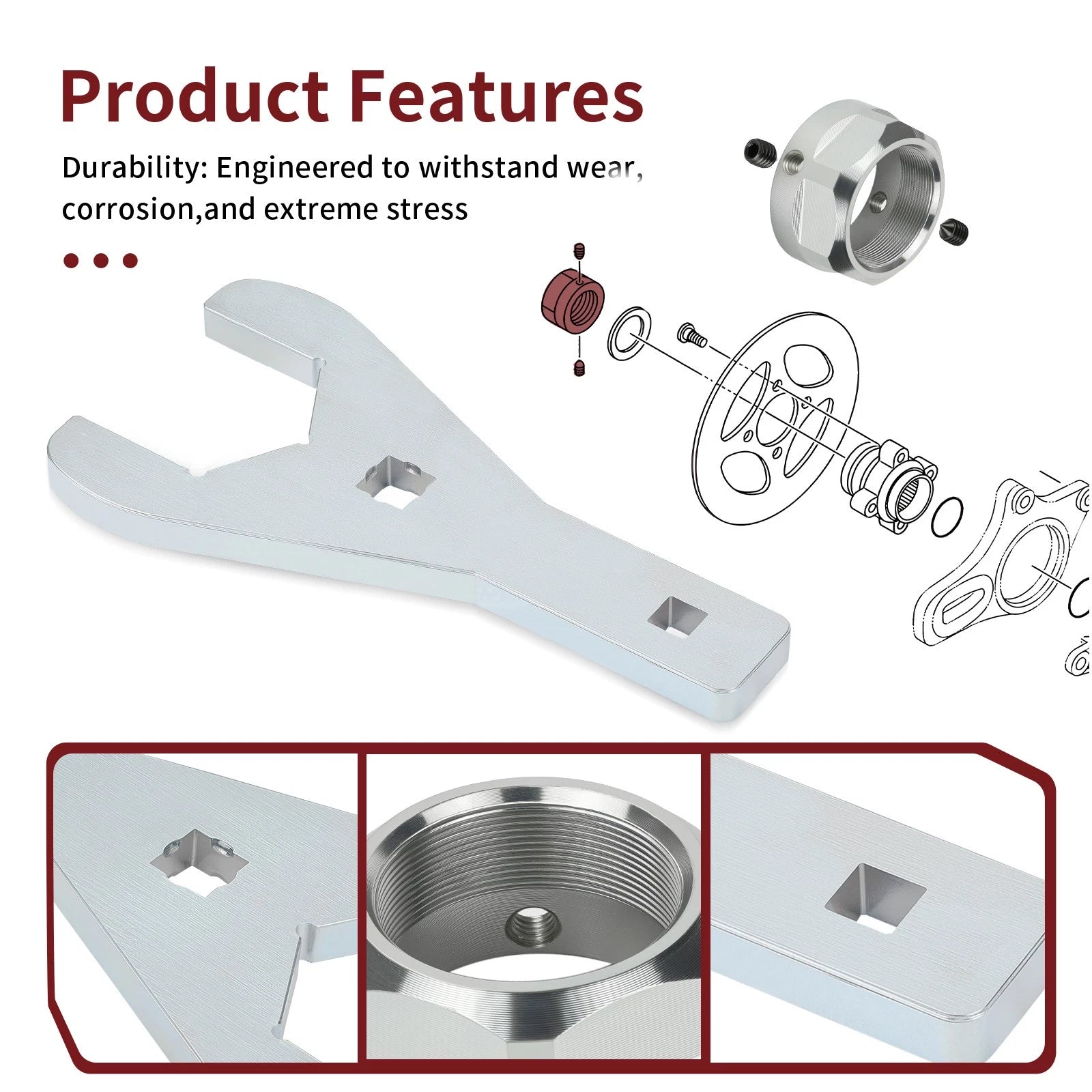 Axle Nut Wrench Tool & Rear Axle Lock Nut for Yamaha Raptor YFM 125 250 350 (2001–2023)