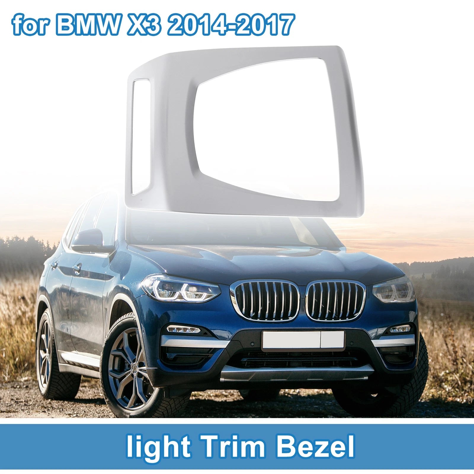 Front Row Headlight Trim Bezel for BMW X3 (2014–2017) Silver Tone