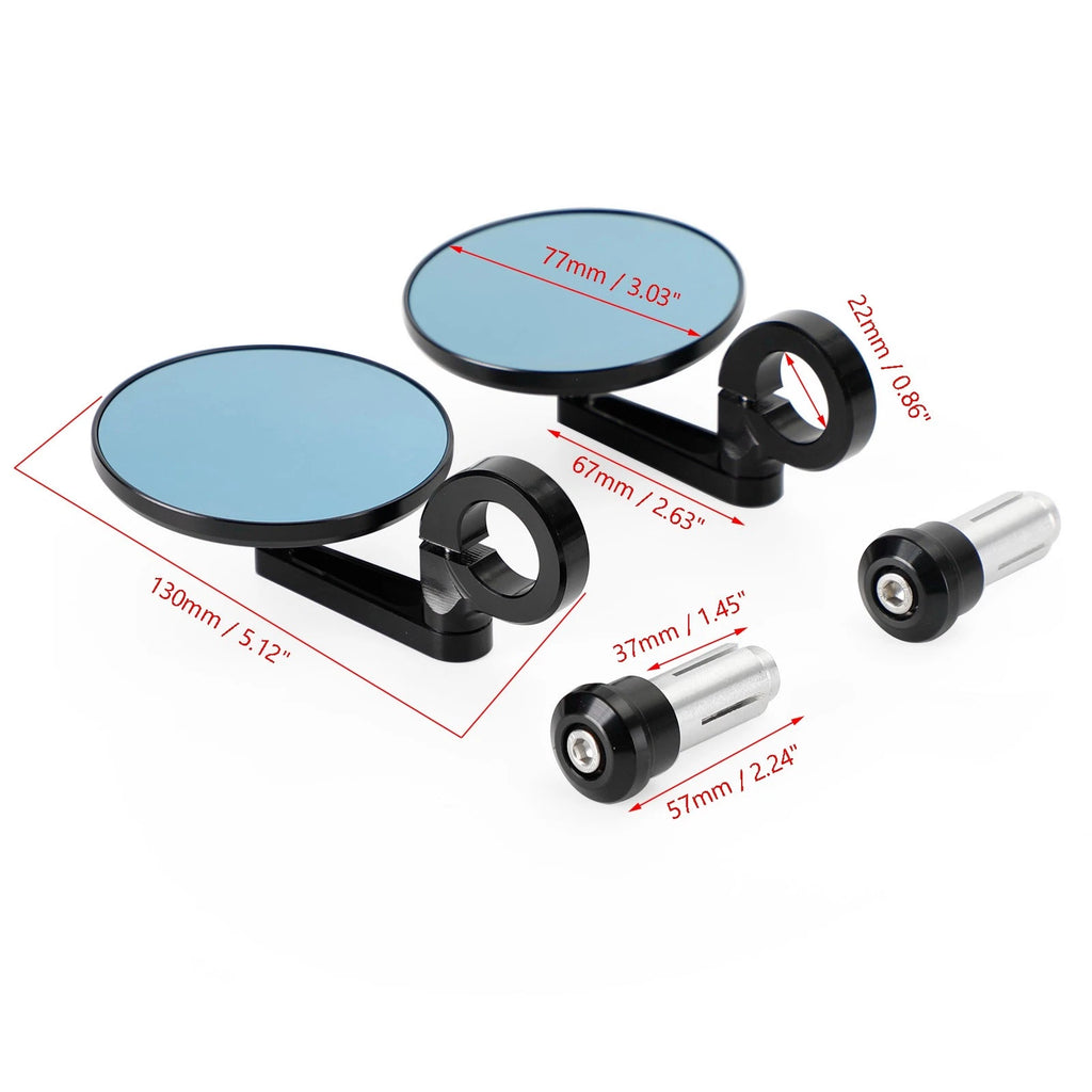 3" CNC Round Handlebar End Mirror for Motorcycle (7/8"-1" Bar)