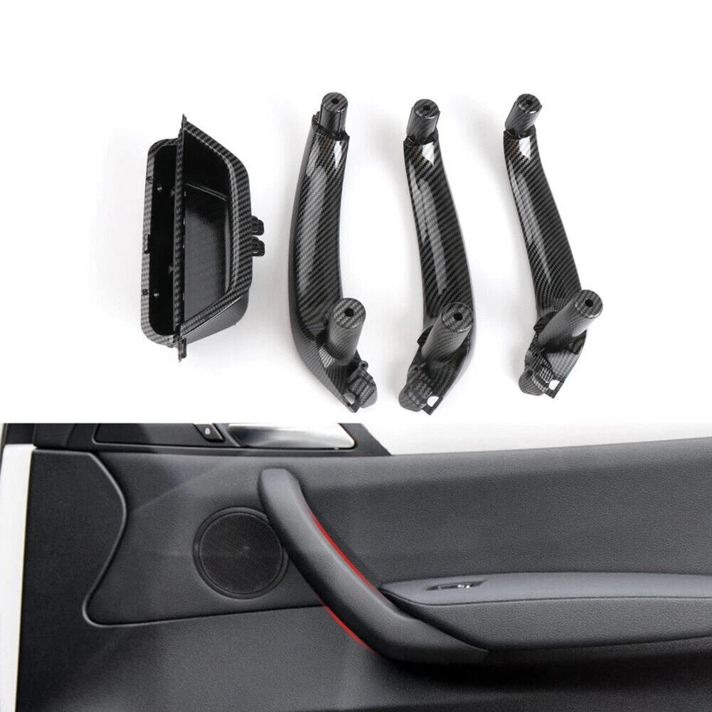 Black Interior Door Handle Inner Panel Pull Trim Set For X3 F25 2011~2017
