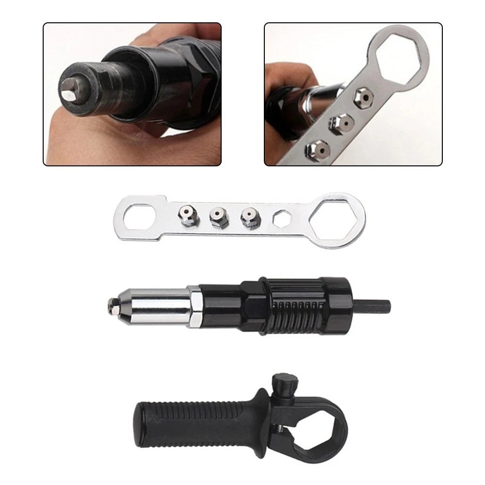 3PCS Riveting Adapter Kit for Power Drill with Various Threaded Heads