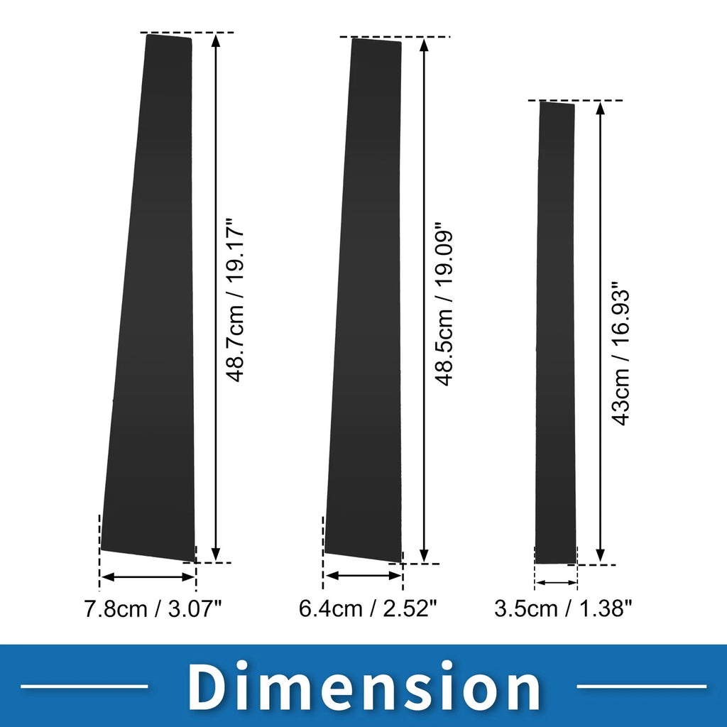 6 Pcs Door Pillar Window Trim Replacement for Mitsubishi Pajero (2009–2015)