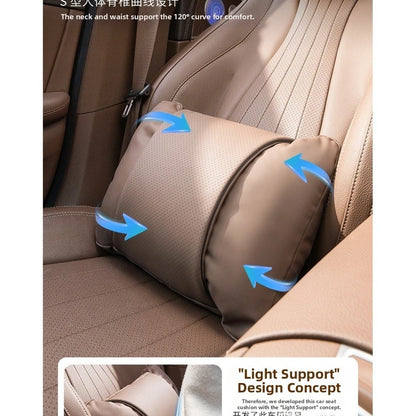 Headrest Cushion for Long Drives Car Neck Pillow Nappa Leather