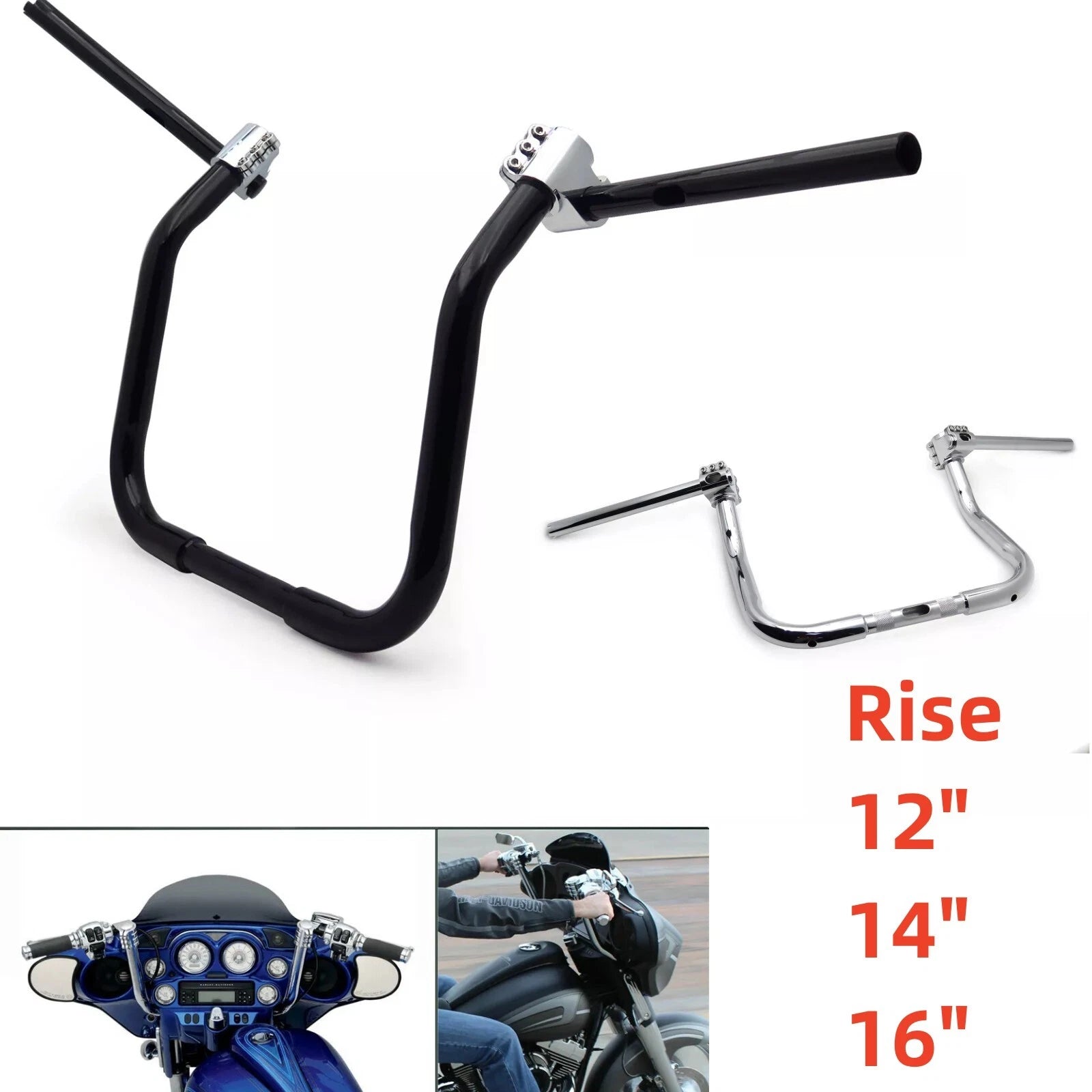 12" 14" 16" Adjustable Handlebar 1.25" for Harley Touring FLHT FLHX