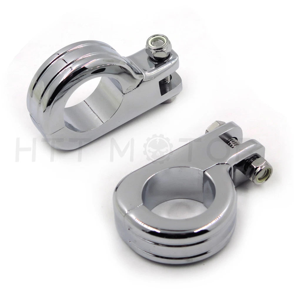 Set of 2 Chrome Foot Peg Mounts for Harley (1.5" Engine Guard)