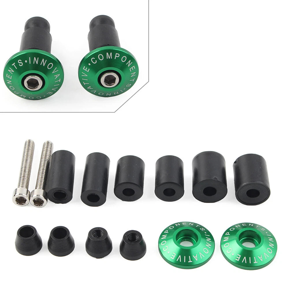 2X Handle Bar End Cap for Motorcycle (7/8'', Green)