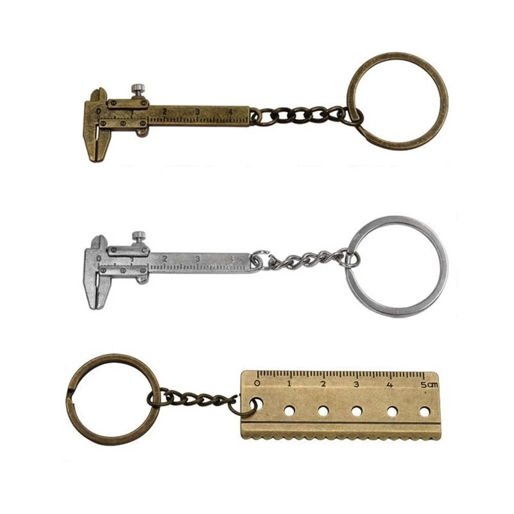 3X Zinc Alloy Keychain Ruler Vernier Measuring Tool 0-4cm Range