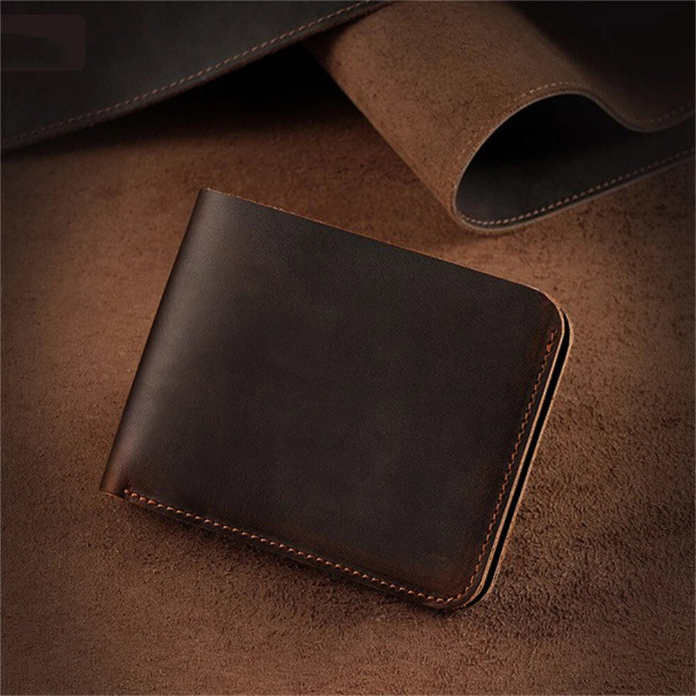 Cowhide Leather Wallet for Men - Dark Coffee Color