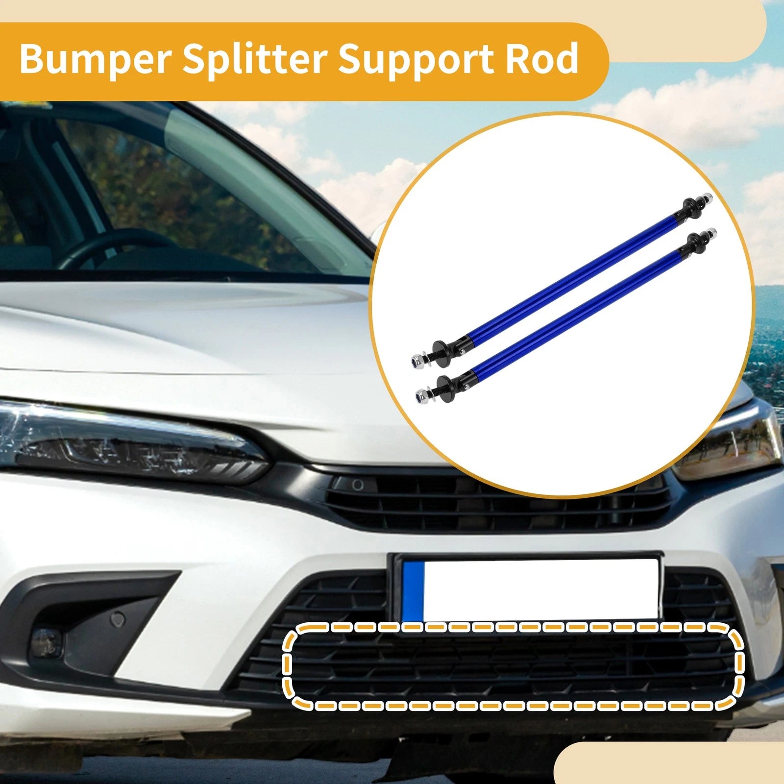 2X Adjustable Front Bumper Lip Splitter Strut Support Bars for
