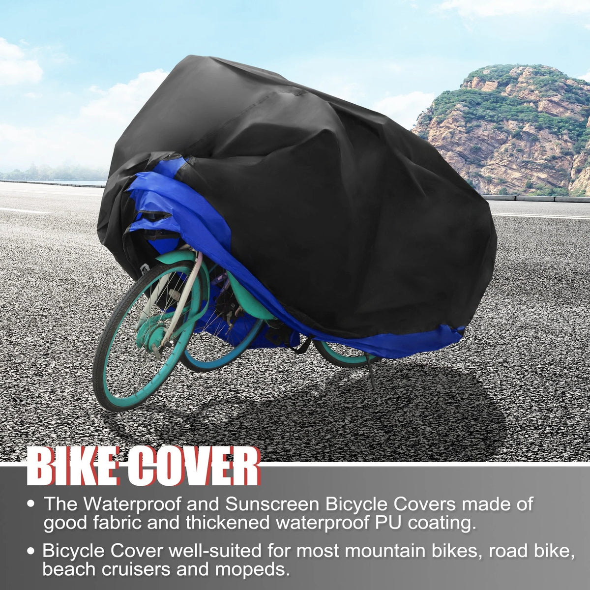 Waterproof Bike Cover Protector XL for 2 Bicycles Mountain Bike Blue