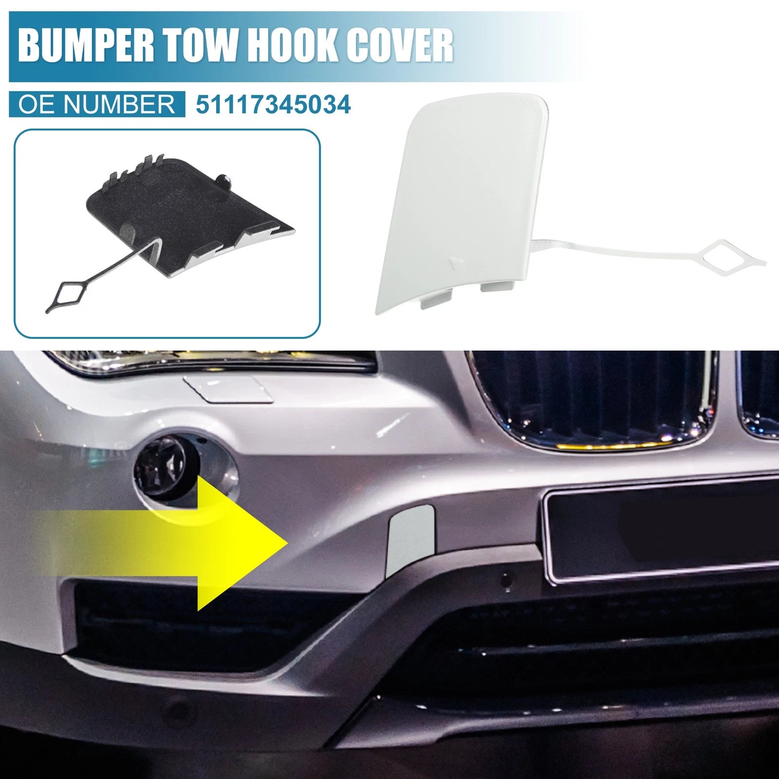 Front Bumper Tow Hook Cover Replacement for BMW X1 E84 2012–2015 White