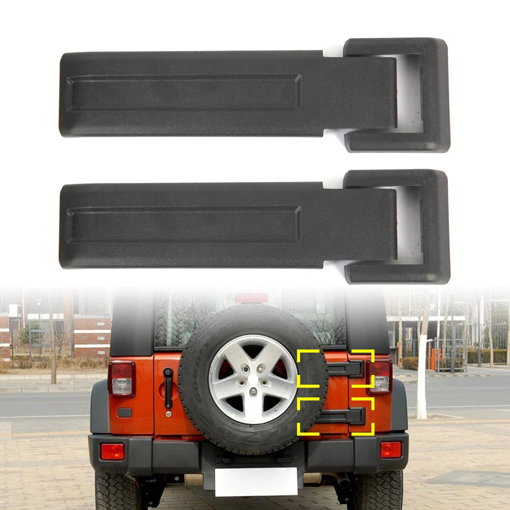 2X Black Upper Rear Tailgate Hinge Cover for Jeep Wrangler JK (2007–2018)