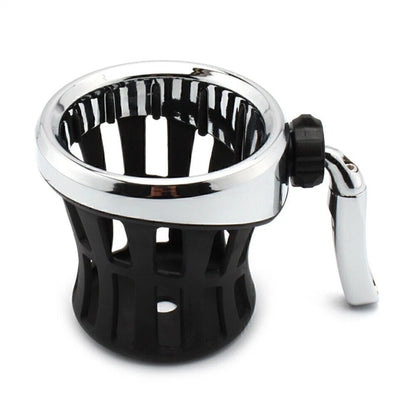 Universal Motorcycle Handlebar Drink Cup Holder with Mesh Basket - Silver/Black