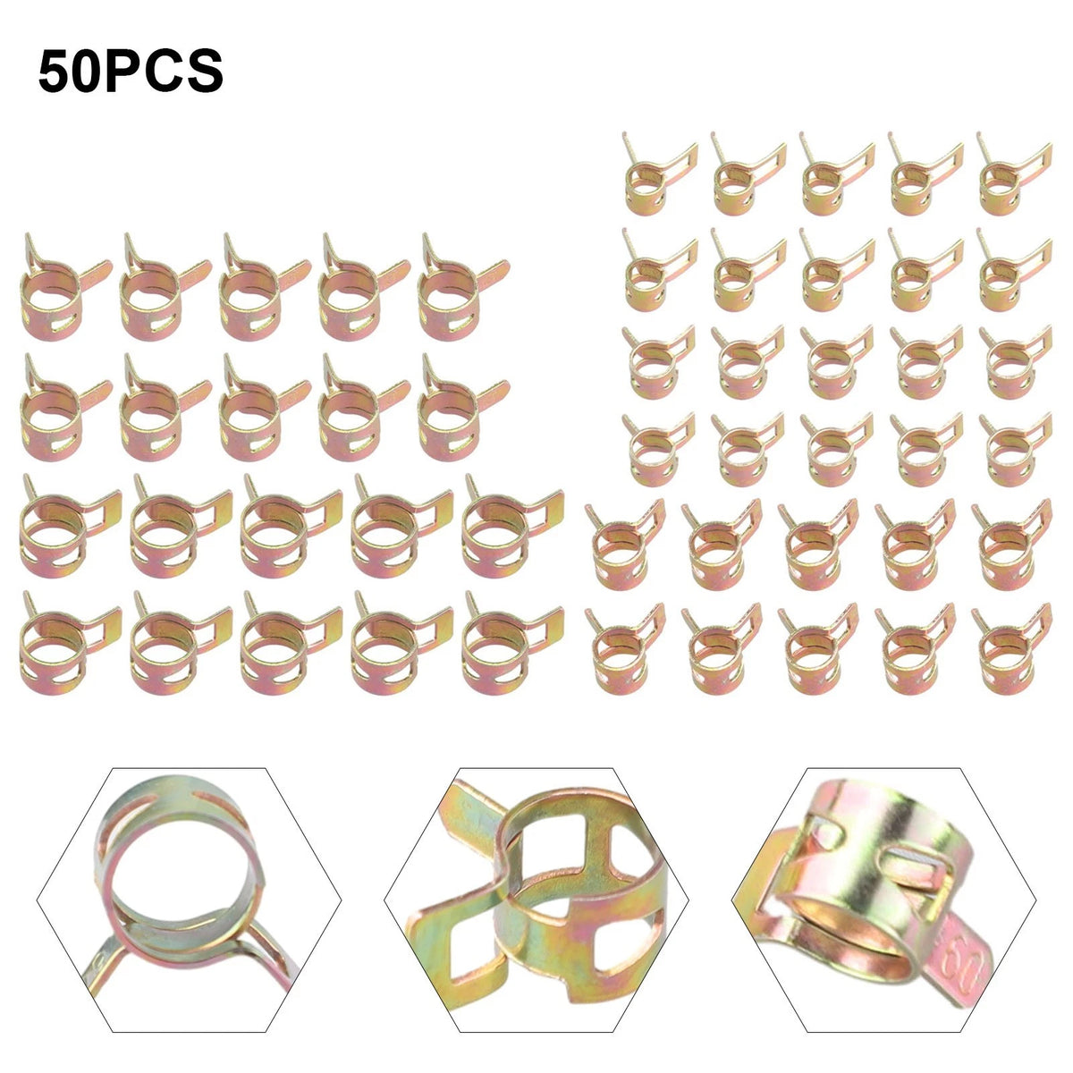 Set of 4 Spring Clips for Fuel Pipe Water Line Hose (5/6/7/8/9mm)
