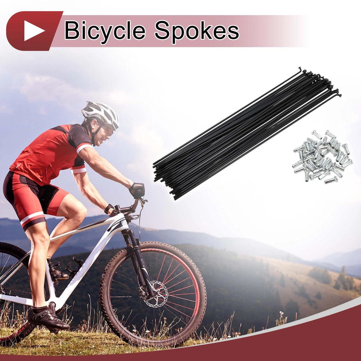 Bicycle Spokes Set 241mm Carbon Steel Black for 13G Wheel (1–1)