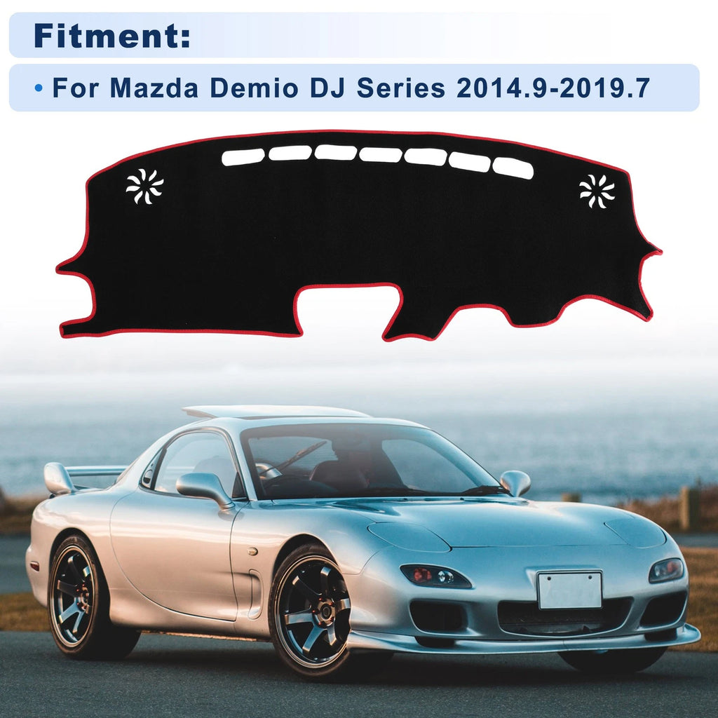 Dash Cover for Mazda Demio DJ Series Polyester Black with Red Edge (2014–2019)