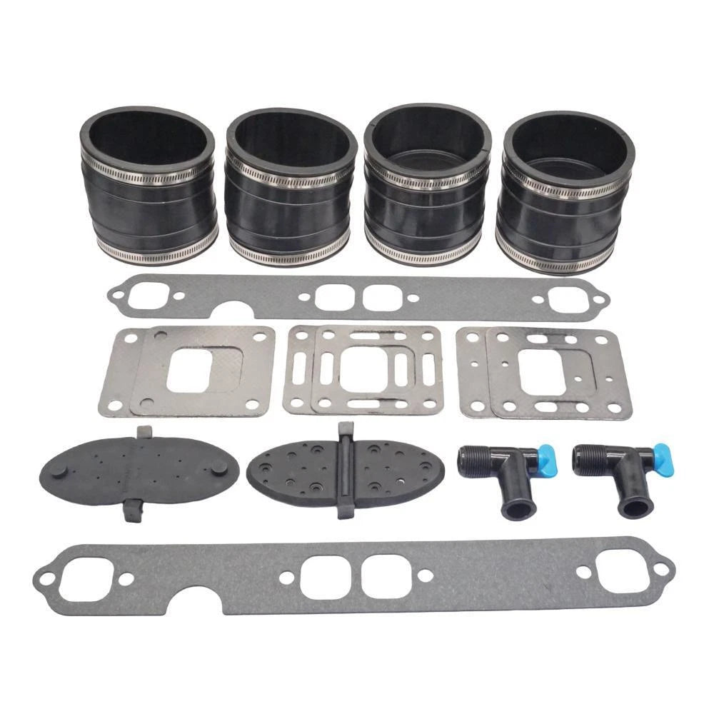 Set of 2 Exhaust Manifold Gaskets w/ Bellow for Mercruiser 4" GM 305 350 377