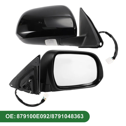 Right Side Door Mirror Manual Folding Gloss Black for Toyota Highlander (2008–2013)