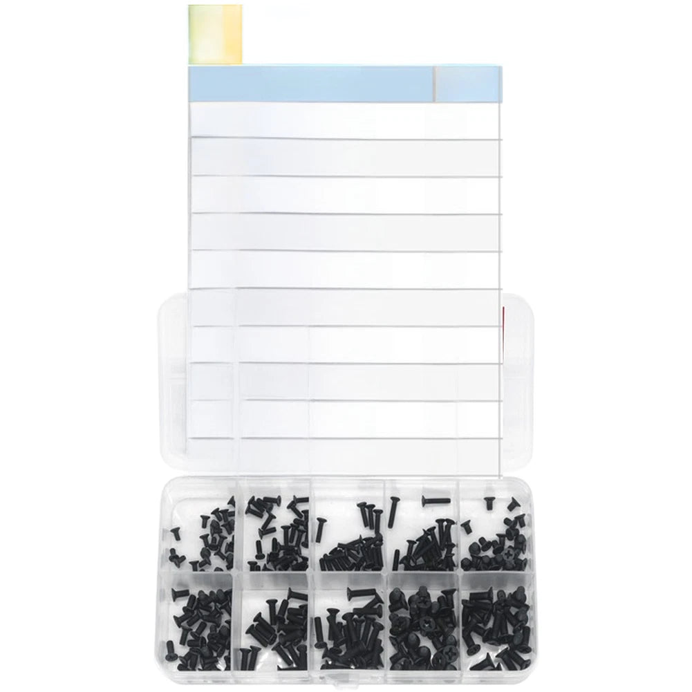 350pcs Black Screw Assortment M2 M2.5 M3 Flat Head Self Tapping