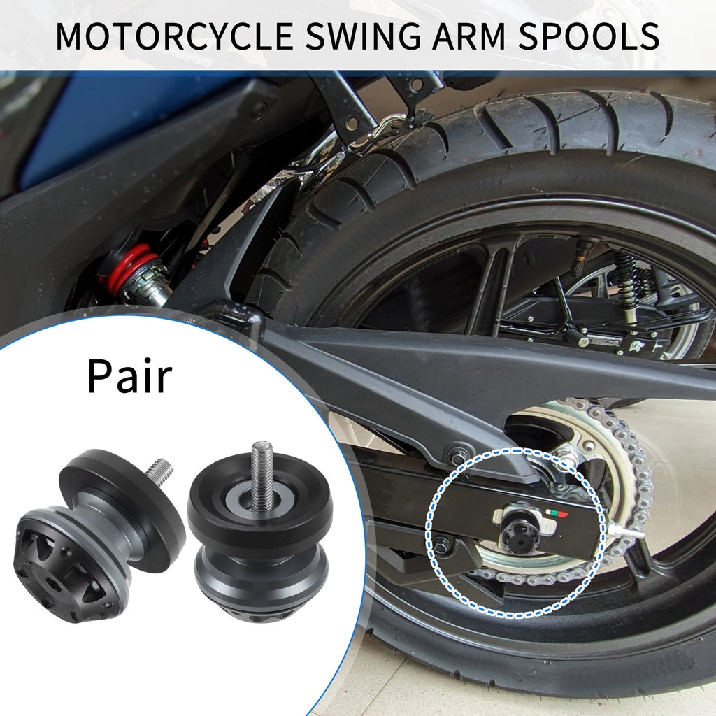 Swingarm Spools 6mm M6x1.0 Pair for Motorcycle Aluminum Alloy (Universal)