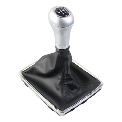 Gear Shift Knob for - PU Leather, Silver Finish