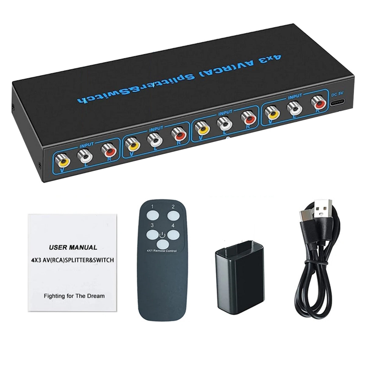 AV Selector Switch Box for DVD (4x3 Composite)
