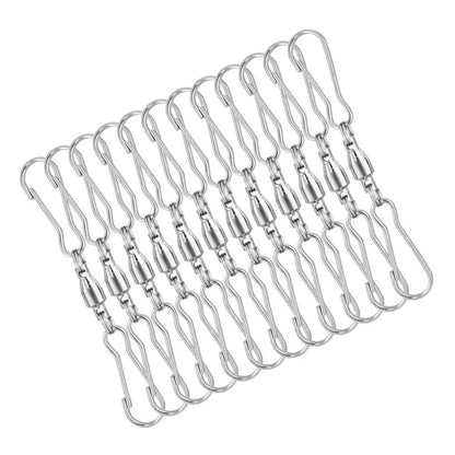 Set of 12 Rotating Double Hook Clips for Flower Pots and Kites