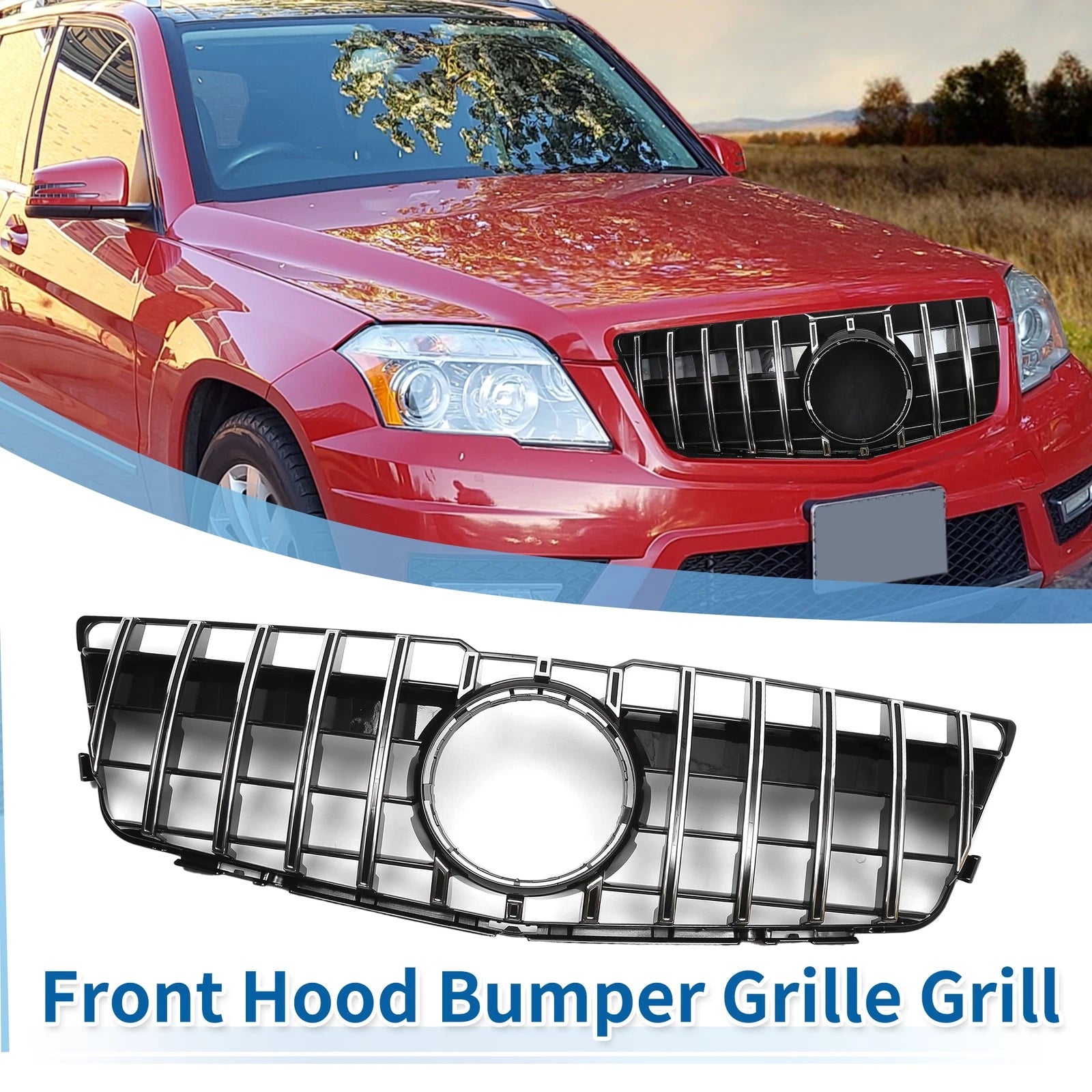 Front Upper Bumper Grille Grill Replacement for Mercedes-Benz GLK280 (2009–2012)