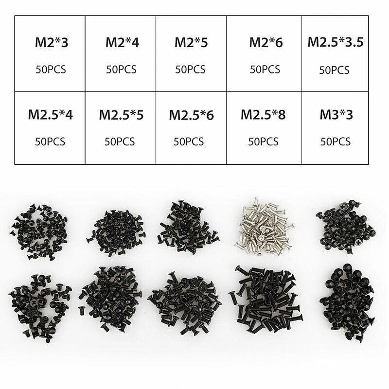 500Pcs Universal Laptop Notebook Repair Screws Kit with Plastic Box