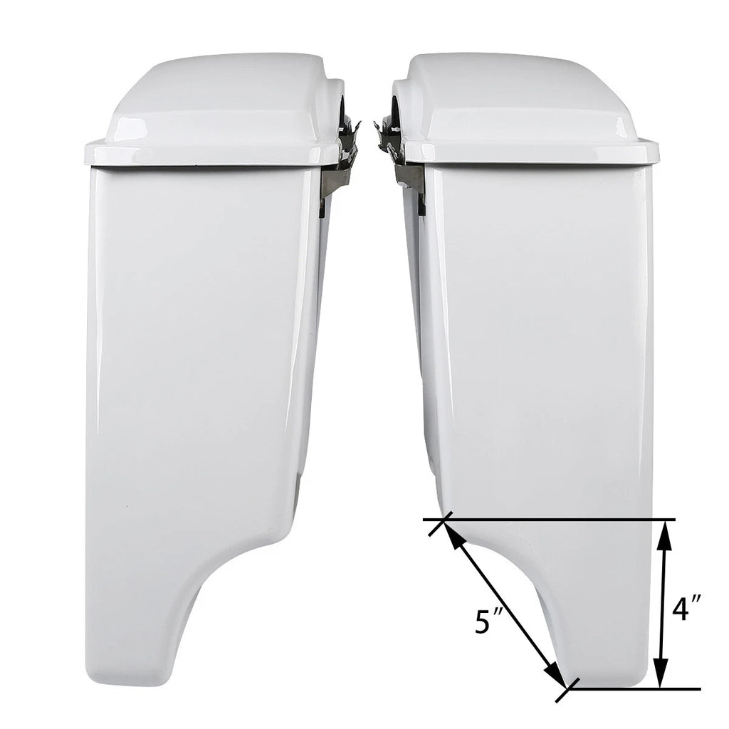 5" Stretched White Hard Saddlebags for Harley Electra Glide (1993–2013)