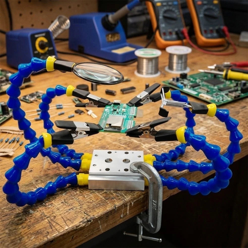 Flexible Soldering Clamp Kit with Magnifier for Automotive Use