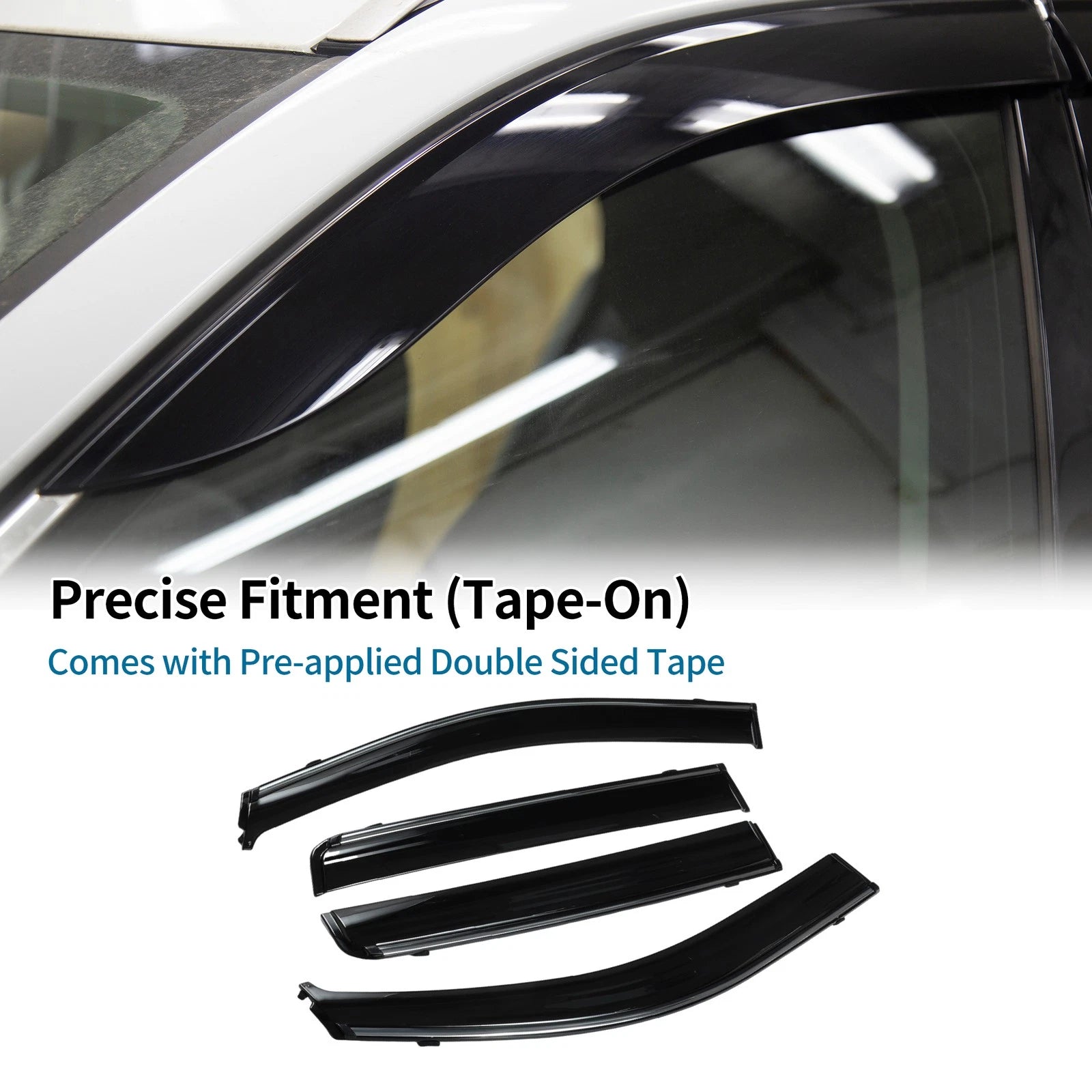 Set of 4 Window Deflectors for Jeep Compass (2007) - Side Vent Visors Black