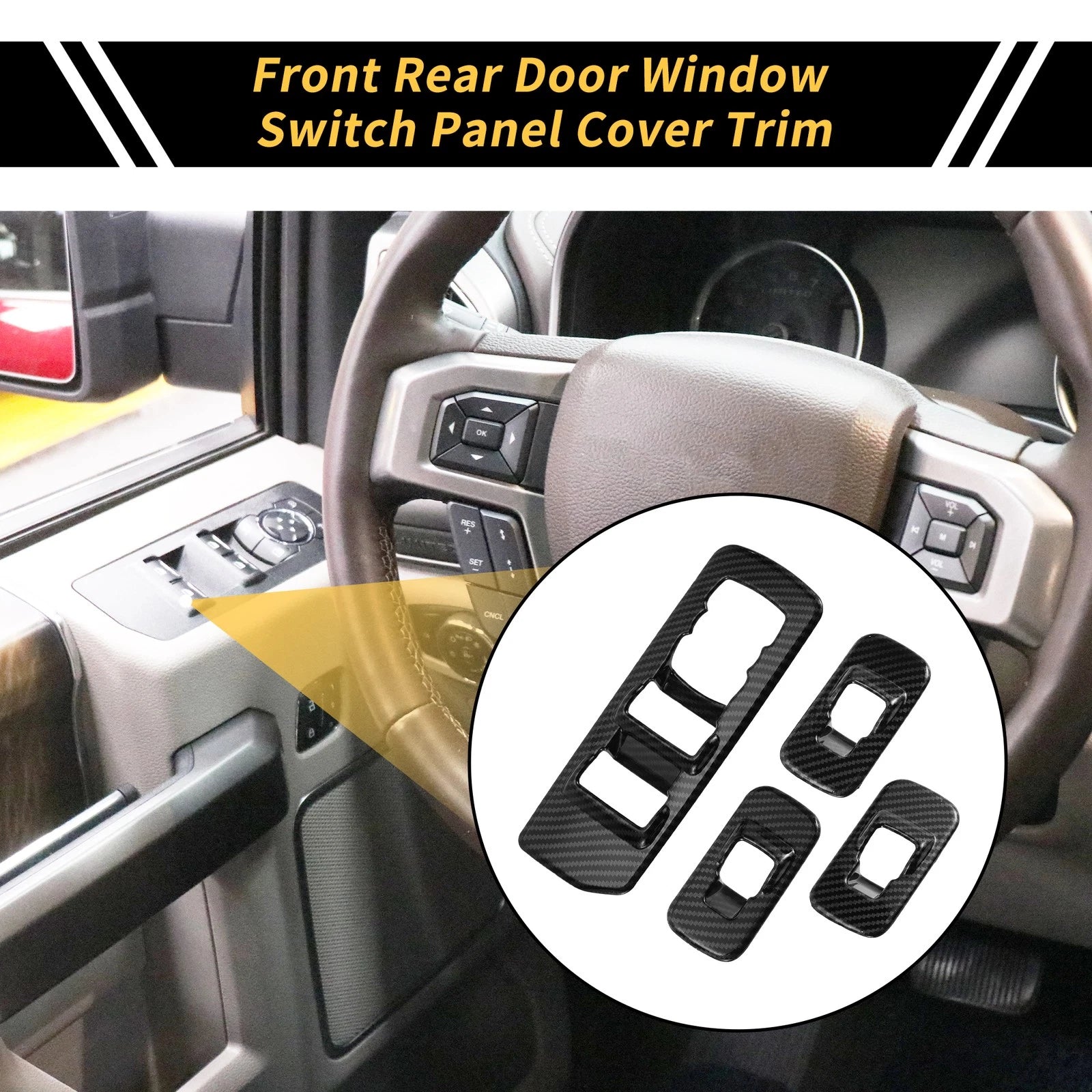 Set Front Rear Door Window Switch Panel Cover Trim for Ford F-150 (2015–2020)