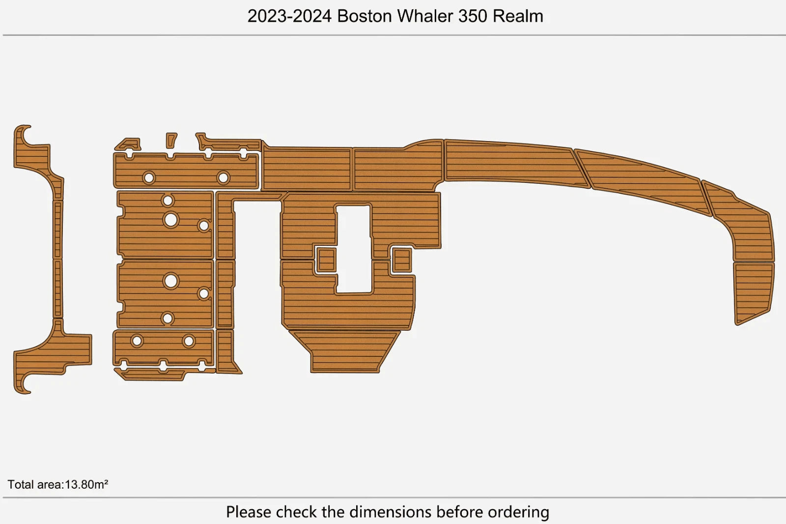 EVA Pads for Boston Whaler 350 Realm (2024) Cockpit Swim Platform