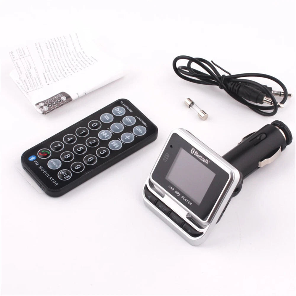 1.4" LCD Car FM Transmitter MP3 Player Bluetooth 5.0 Hands-Free Aux Kit + Remote